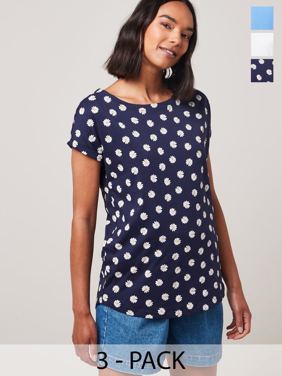 

NEXT Pack Of 3 Pure Cotton T-shirt, Navy blue