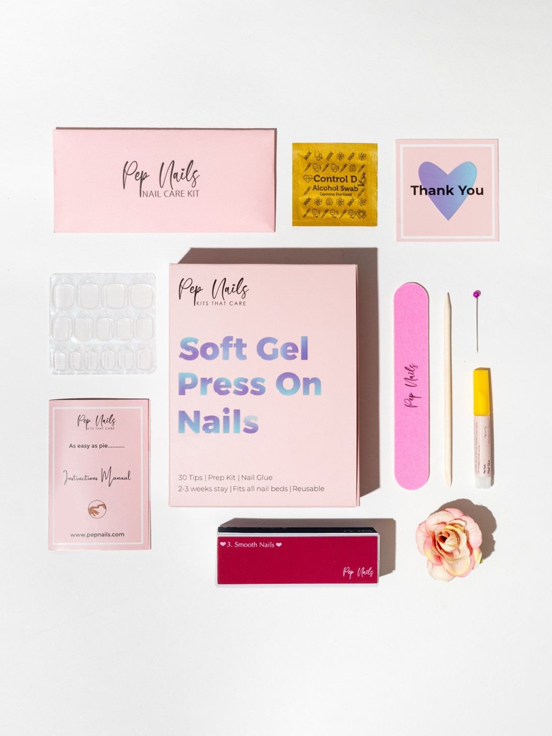 

Pep Nails 24 Pcs Artificial Glided Soft Gel Press On Nails, Nude