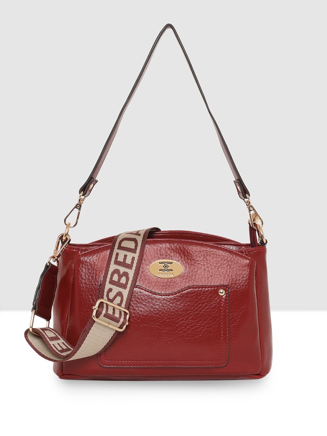 

ESBEDA Women Textured Swagger Sling Bag, Maroon