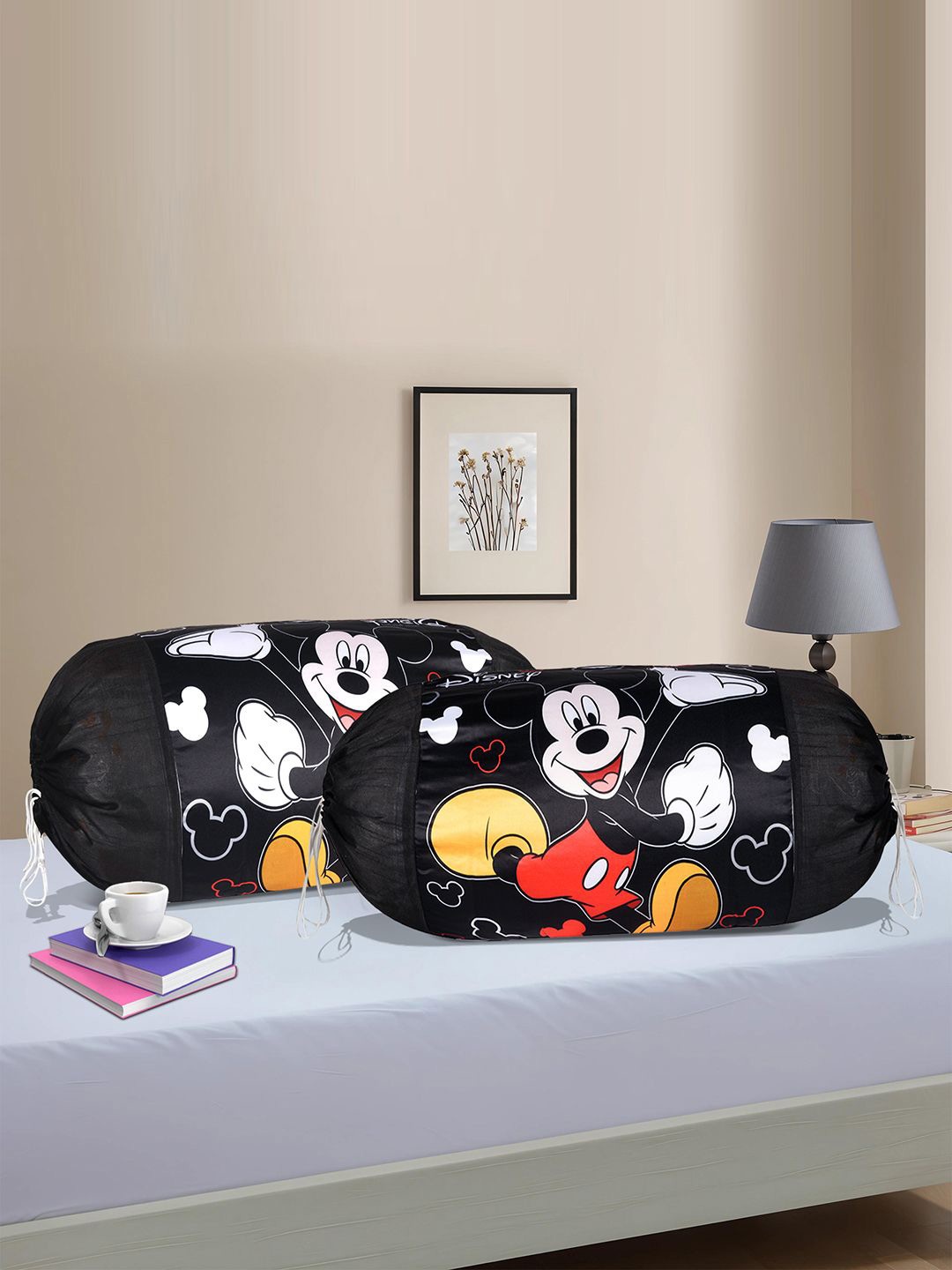 

Kuber Industries Black & White 2 Pieces Printed Cotton Bolster Covers