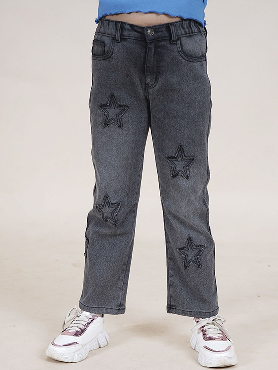 

KiddoPanti Girls Jean Flared Acid Wash Stretchable Jeans, Black