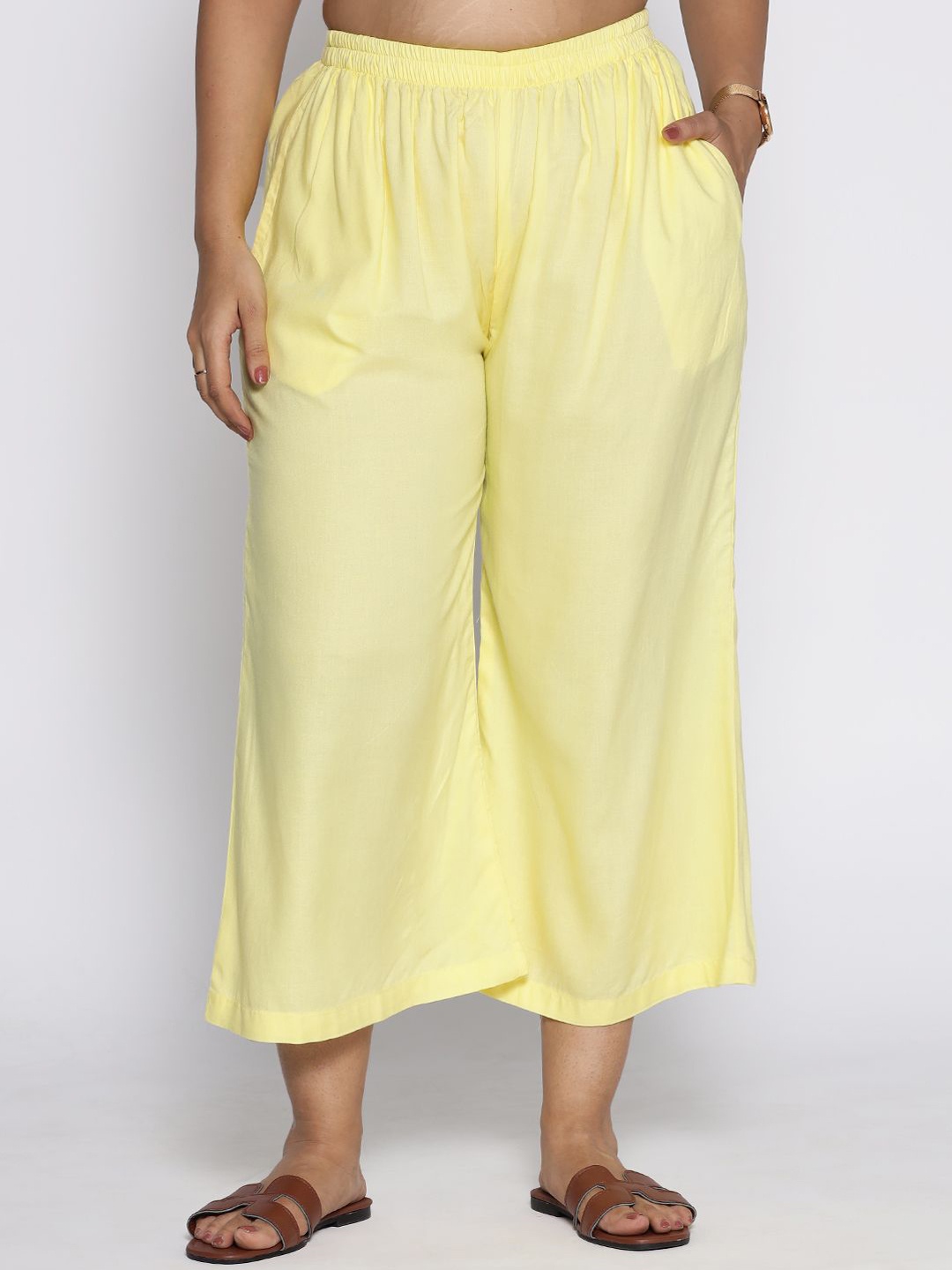 

LetsDressUp Women Straight Fit Palazzos, Yellow