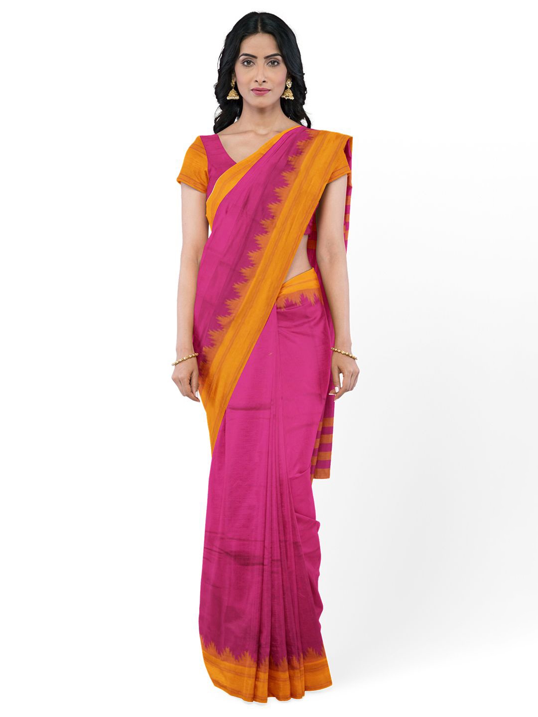 

Avishya Woven Design Zari Pure Cotton Kanjeevaram Saree, Pink