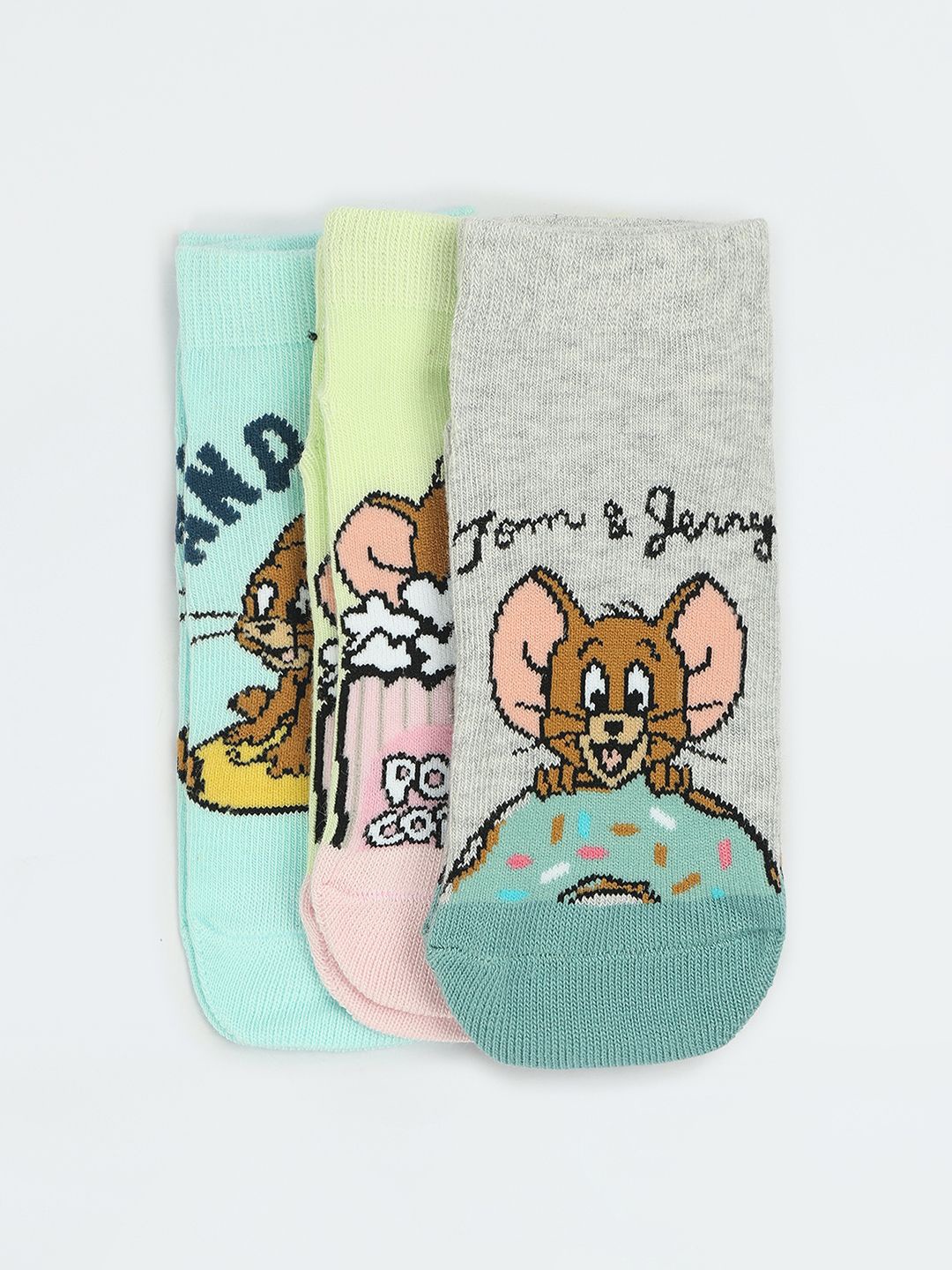 

max Girls Pack Of 3 Patterned Ankle-Length Socks, Yellow