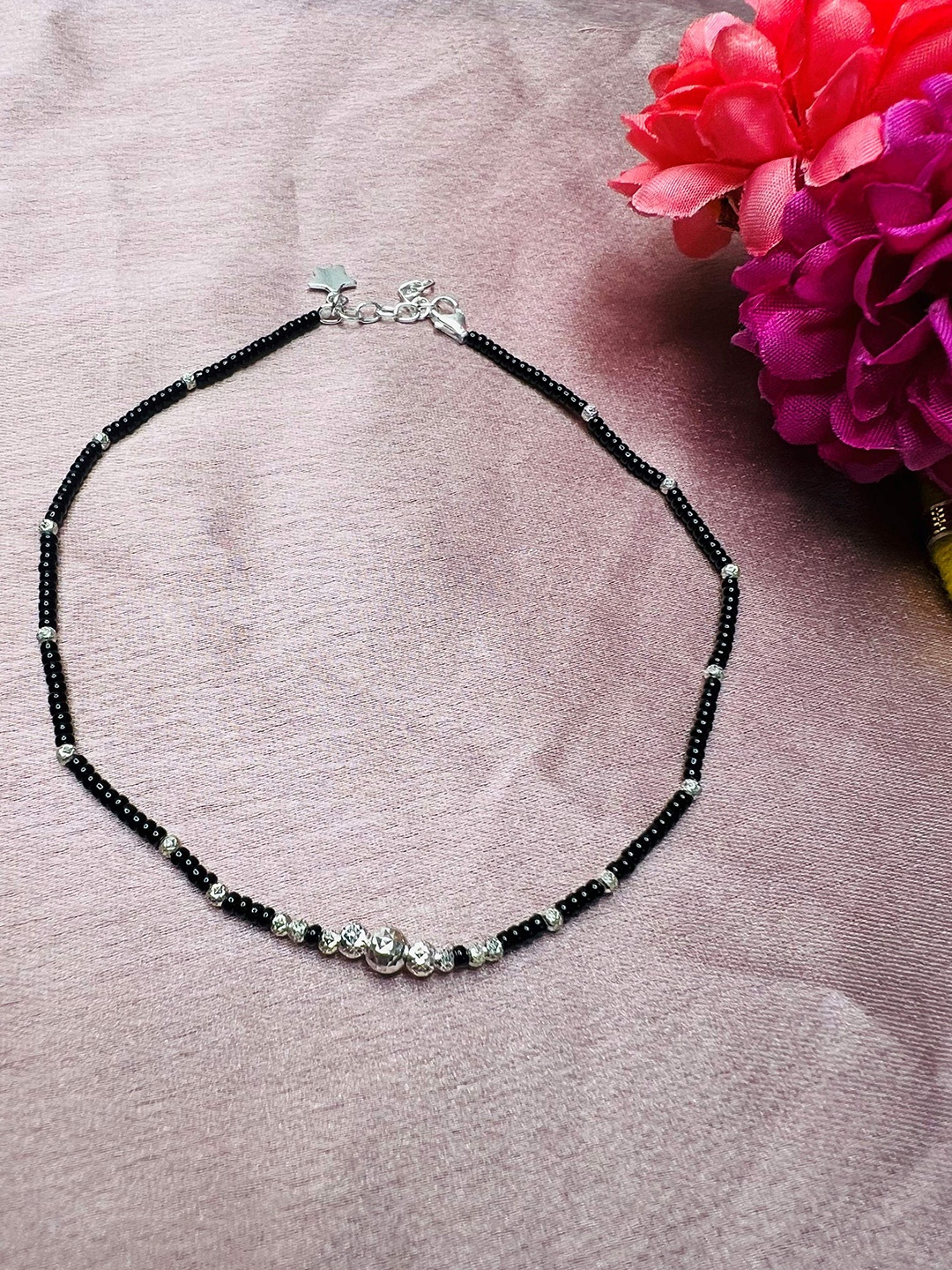 

Arte Jewels Artificial Beads Studded Anklet, Silver