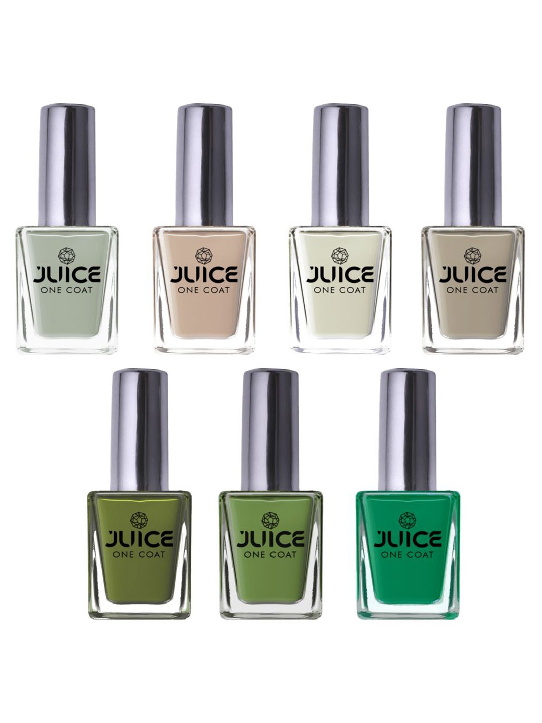 

JUICE Set of 7 One Coat Long-Wearing Quick Dry Glossy Nail Polish - 11 ml each, Multi