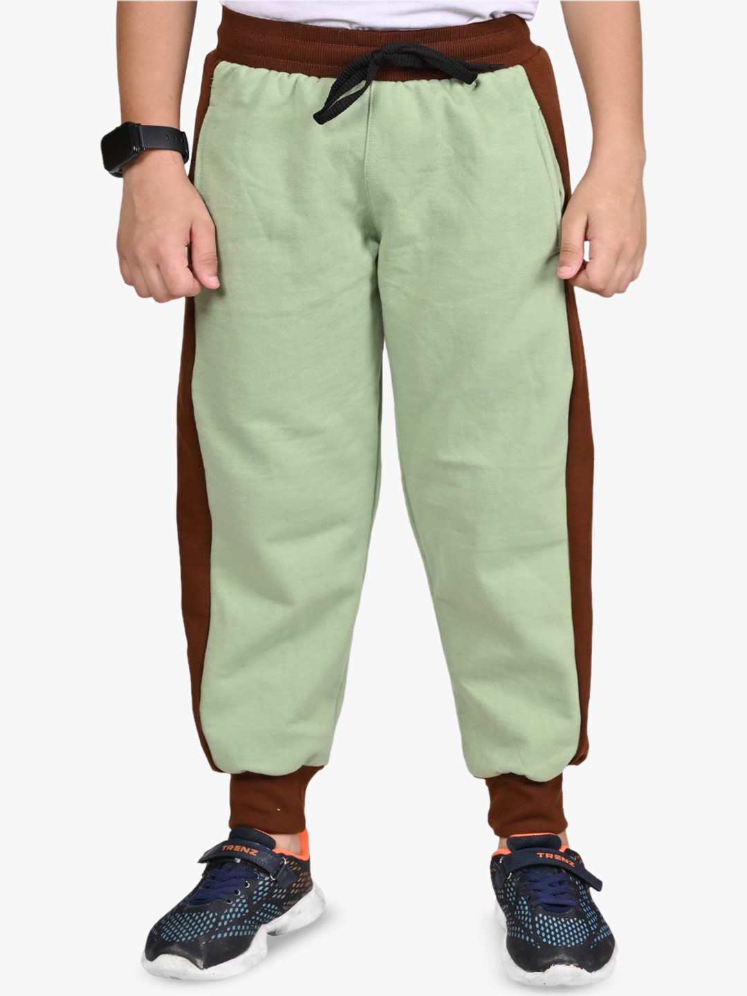 

BAESD Boys Colourblocked Mid-Rise Joggers, Green