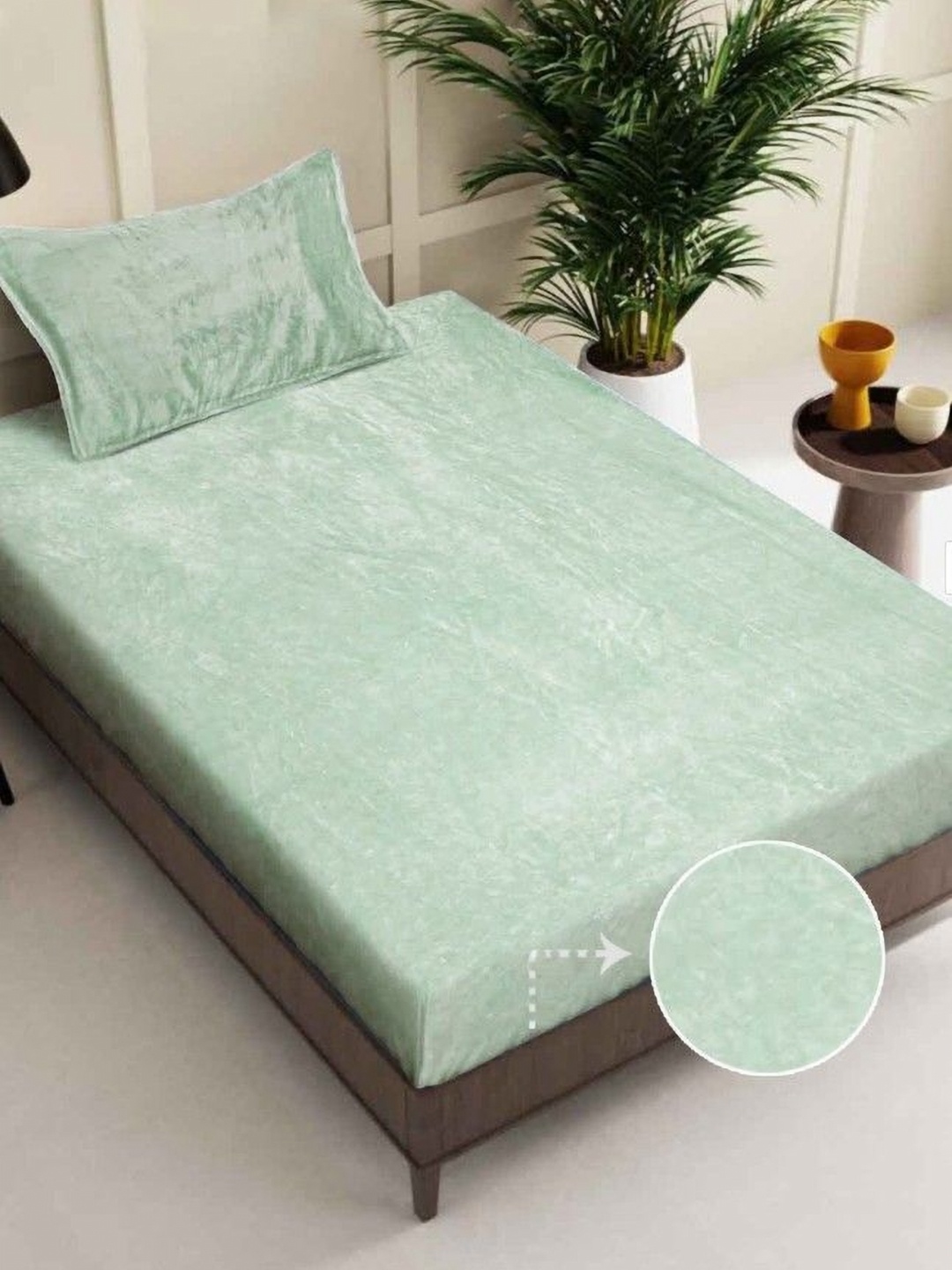 

BREVARD Sea Green 260 TC Single Bedsheet with 1 Pillow Covers