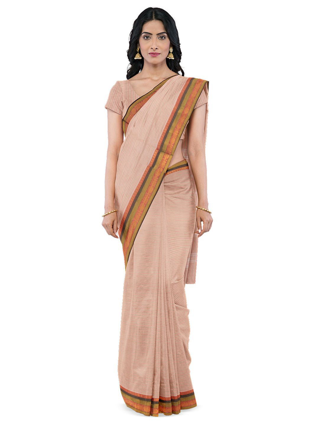 

Avishya Woven Design Zari Pure Cotton Kanjeevaram Saree, Pink