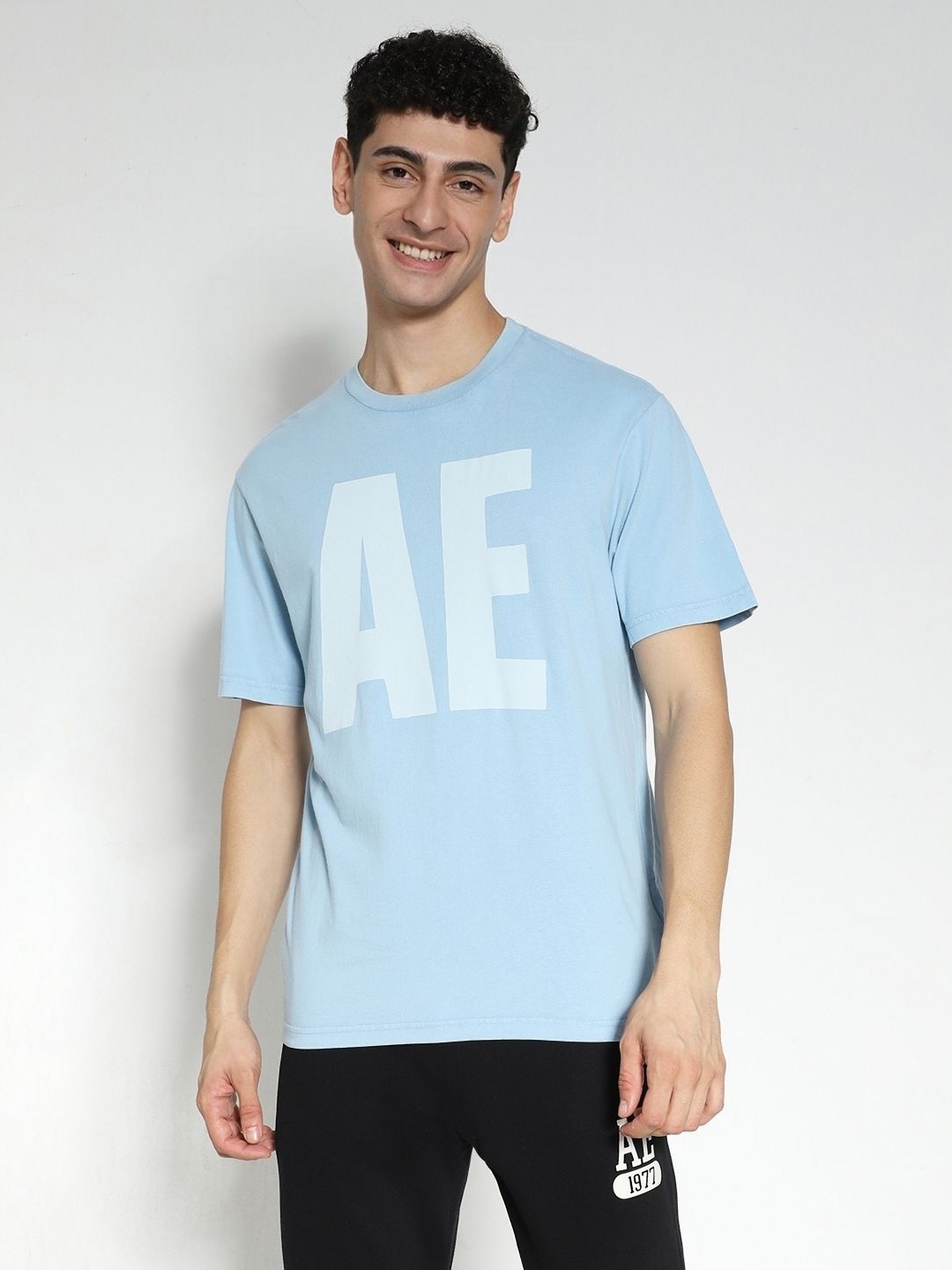 

AMERICAN EAGLE OUTFITTERS Men Typography Printed Round Neck Cotton T-shirt, Blue