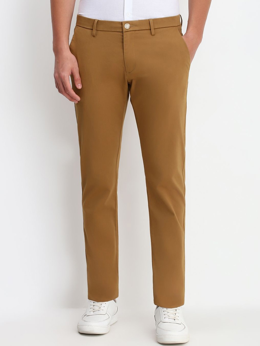 

Allen Solly Men Slim Fit Cotton Trousers, Khaki