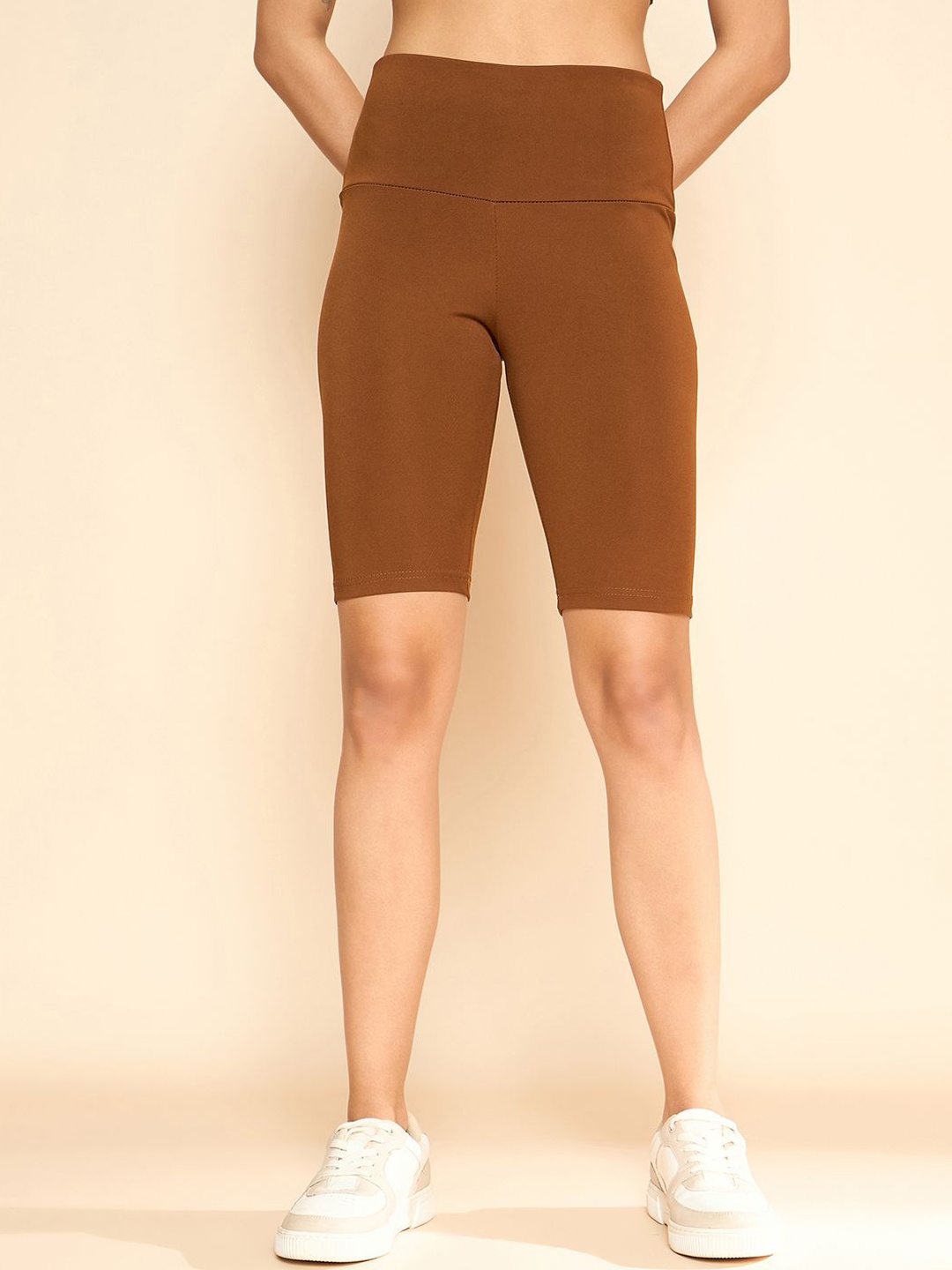 

COLOR CAPITAL Women Antimicrobial Above Knee Cycling Tights, Brown