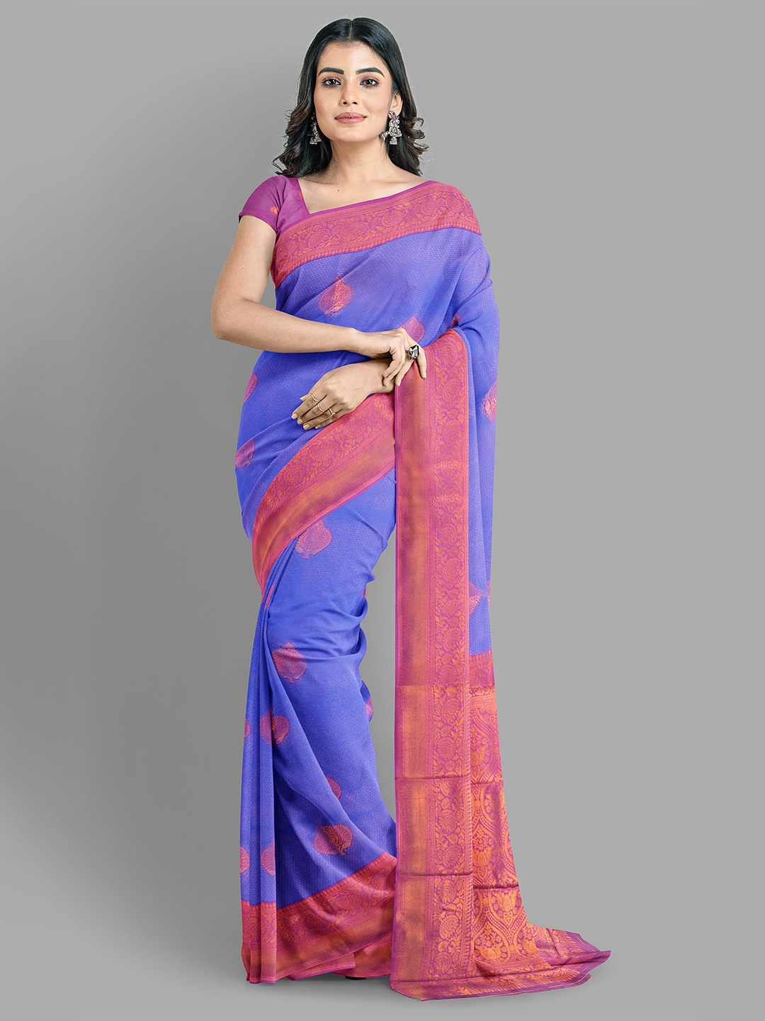 

The Chennai Silks Woven Design Zari Banarasi Saree, Blue