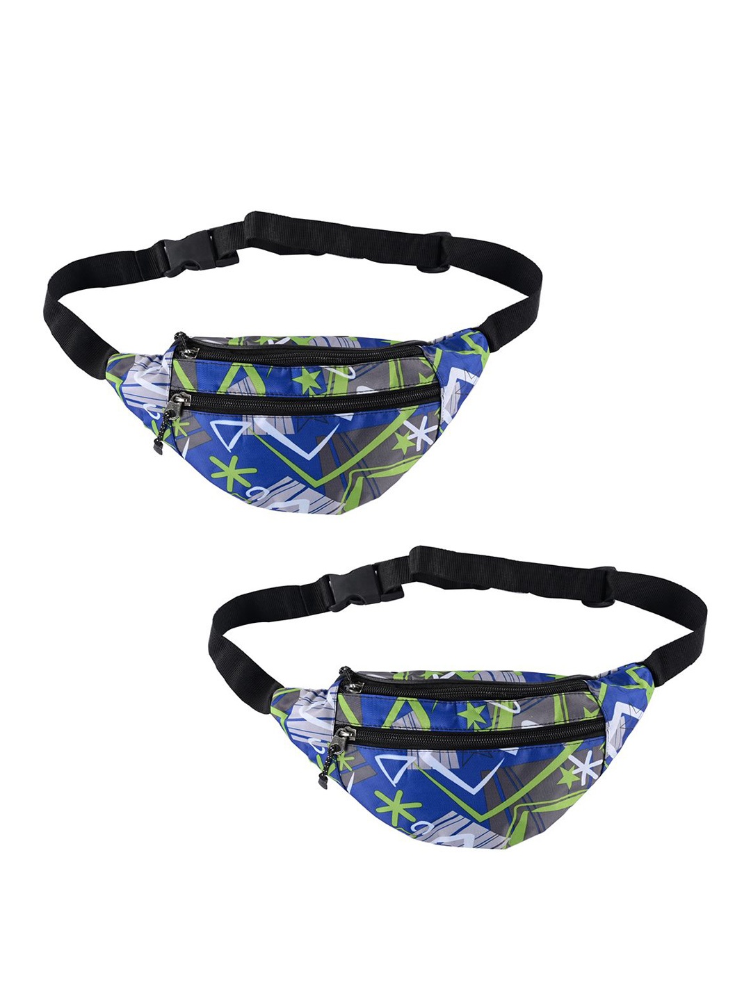 

Kuber Industries Pack Of 2 Printed Waterproof Adjustable Waist Pouch, Green