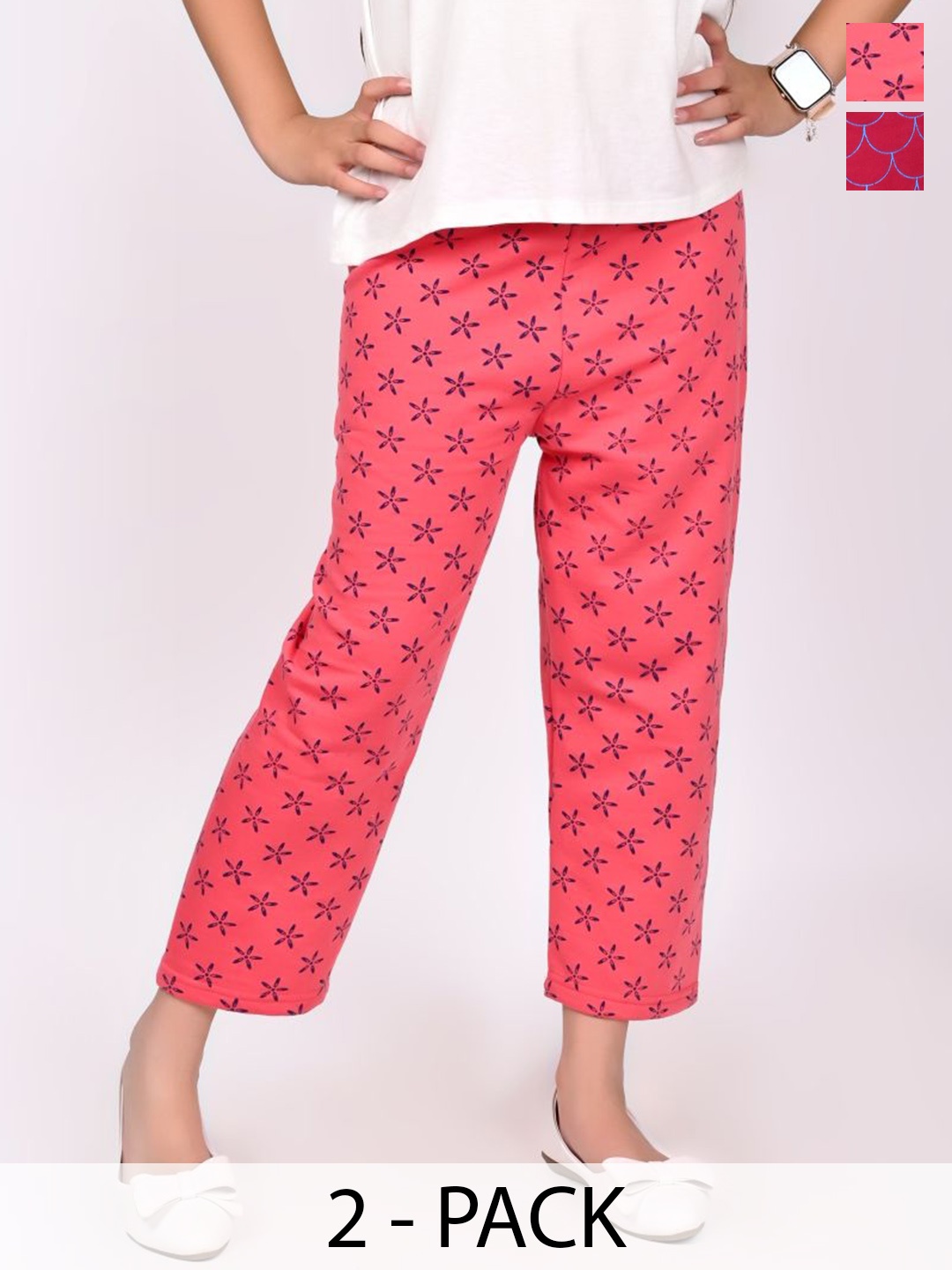 

BAESD Girls Pack Of 2 Printed High Rise Trouser, Red