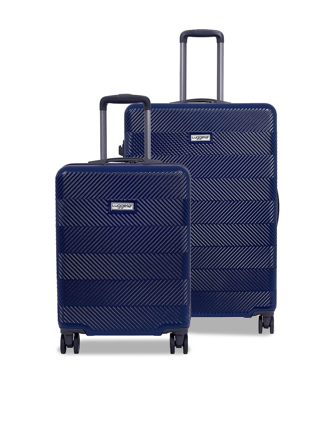 

Luggero Set Of 2 Hard-Sided Large & Cabin Trolley Bag, Blue