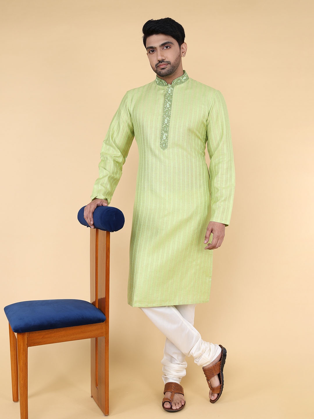

ZOIS Men Khadi Kurta, Green