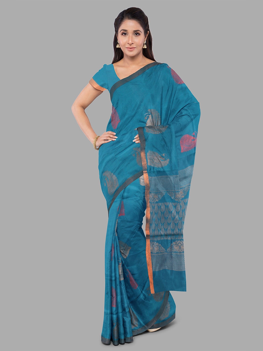 

The Chennai Silks Woven Design Zari Kovai Saree, Blue