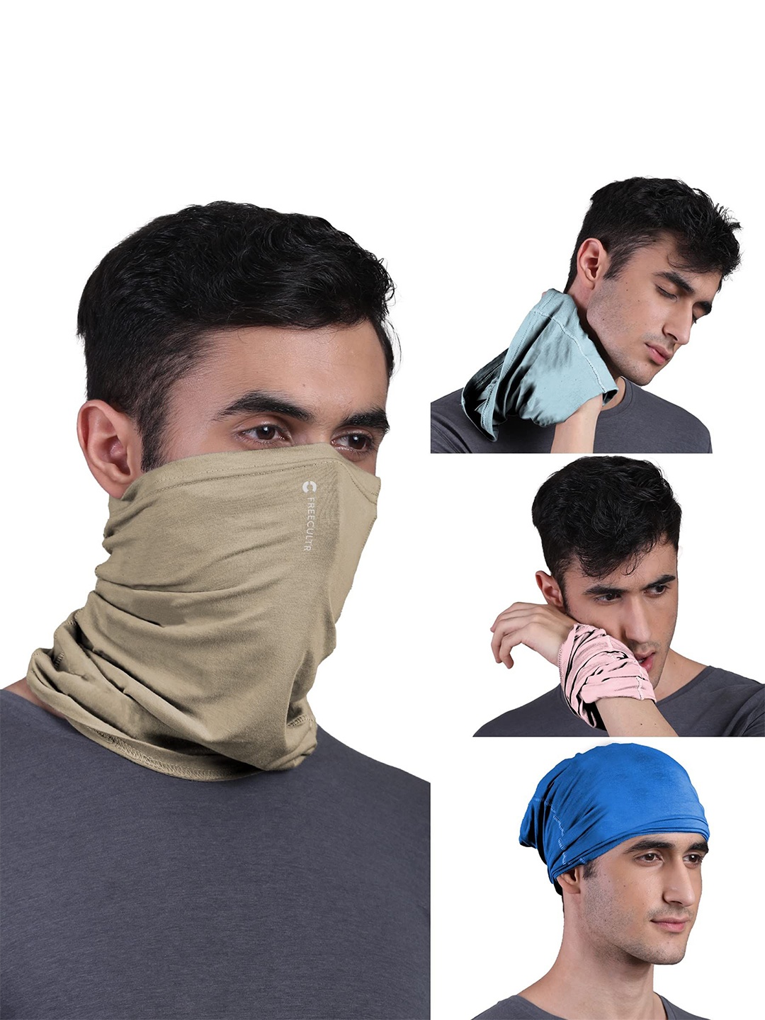 

FREECULTR Pack of 4 Unisex Bandana Headband, Blue