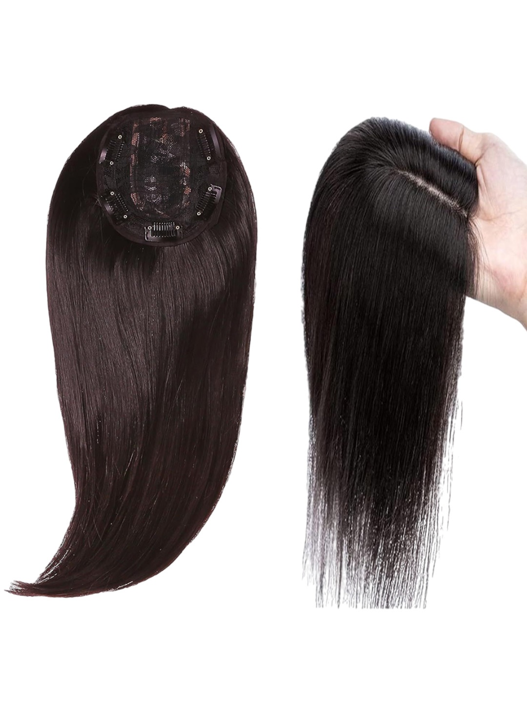 

D-Divine Clip-In Scalp Topper Human Hair Straight Hair Extension - Brown- 4 Inch