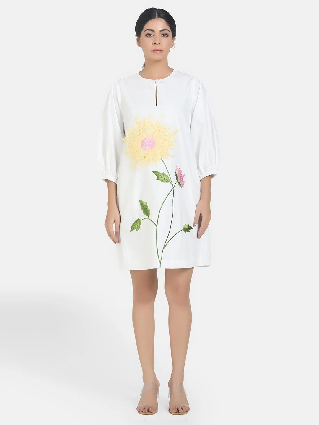 

BETRUE Women Floral Print Dress, White