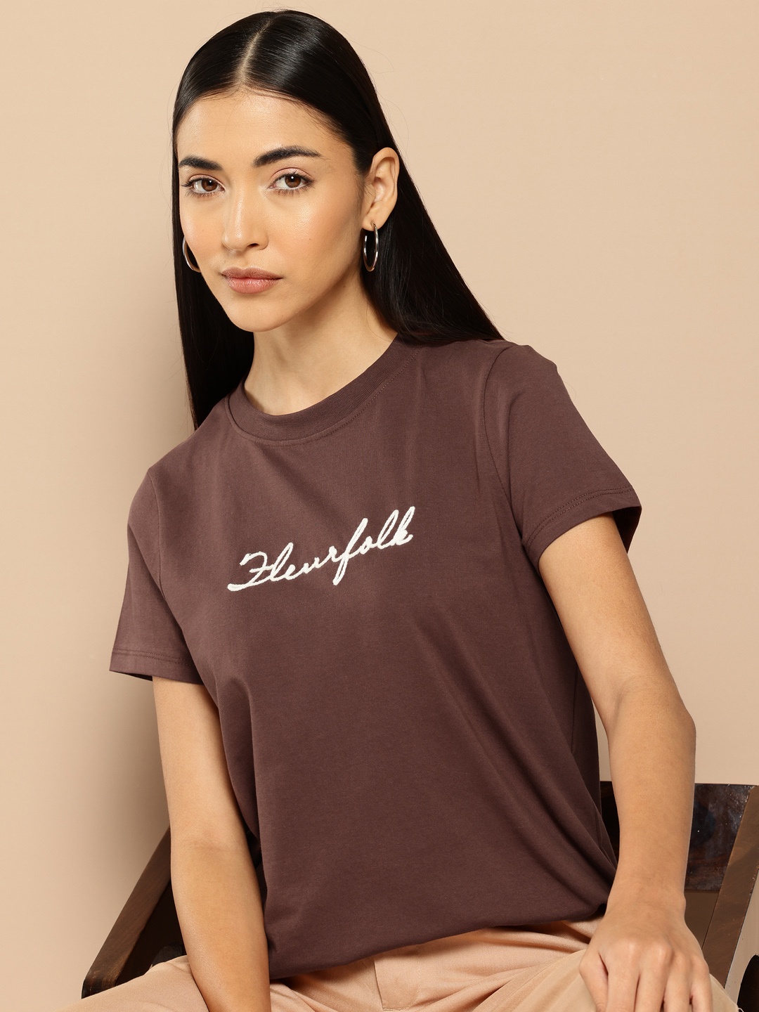 

Chemistry Typography Print Pure Cotton T-shirt, Brown