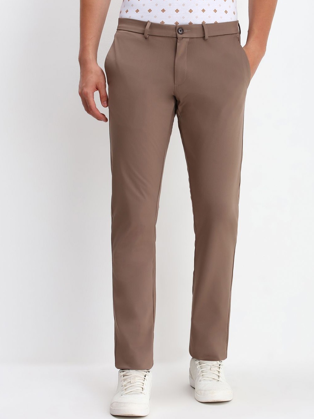 

Allen Solly Men Slim Fit Chinos Trousers, Brown
