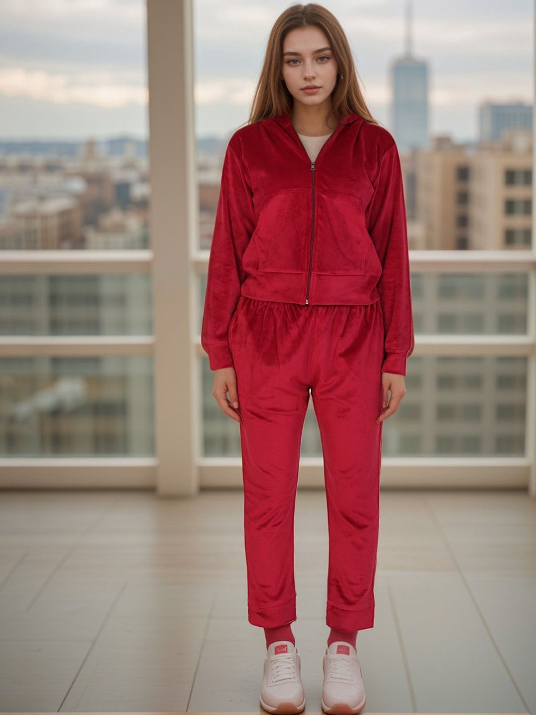 

BAESD Hooded Sweatshirt With Joggers, Red