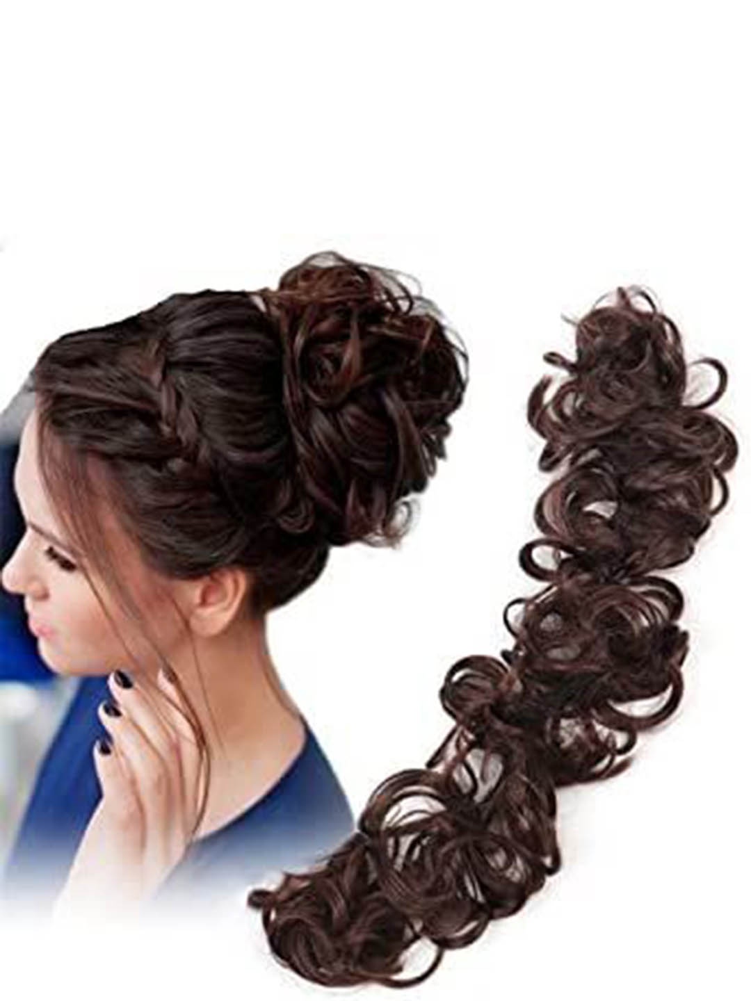 

D-Divine Halo Curly Messy Bun Hair Extension - Brown