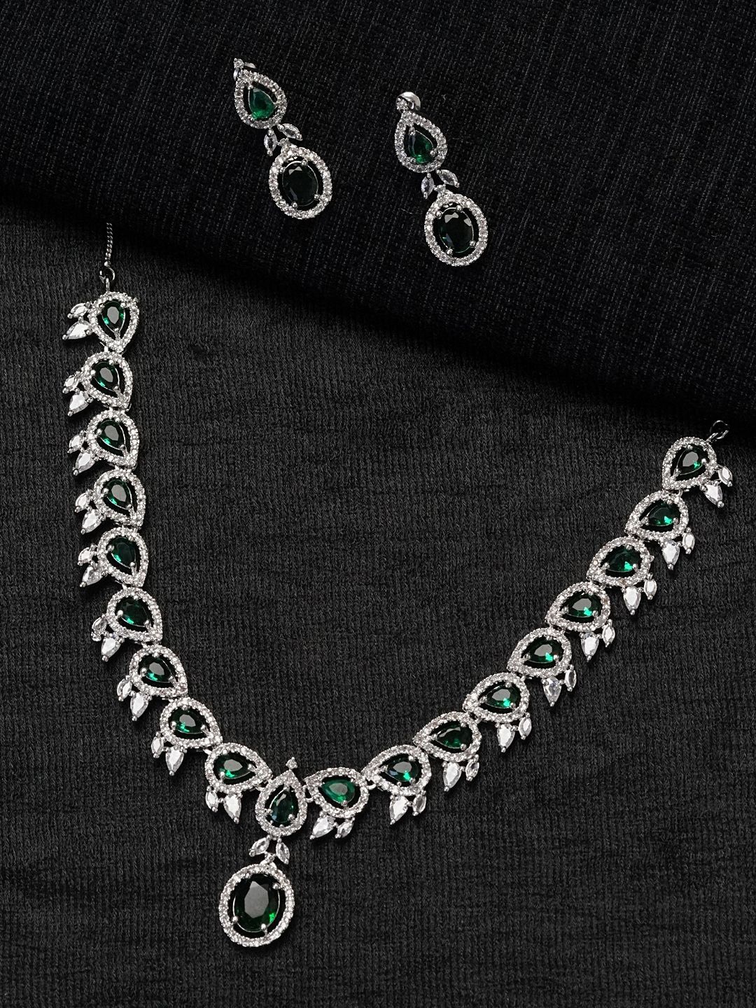 

Zoey Silver-Plated American Diamond-Studded Jewellery Set