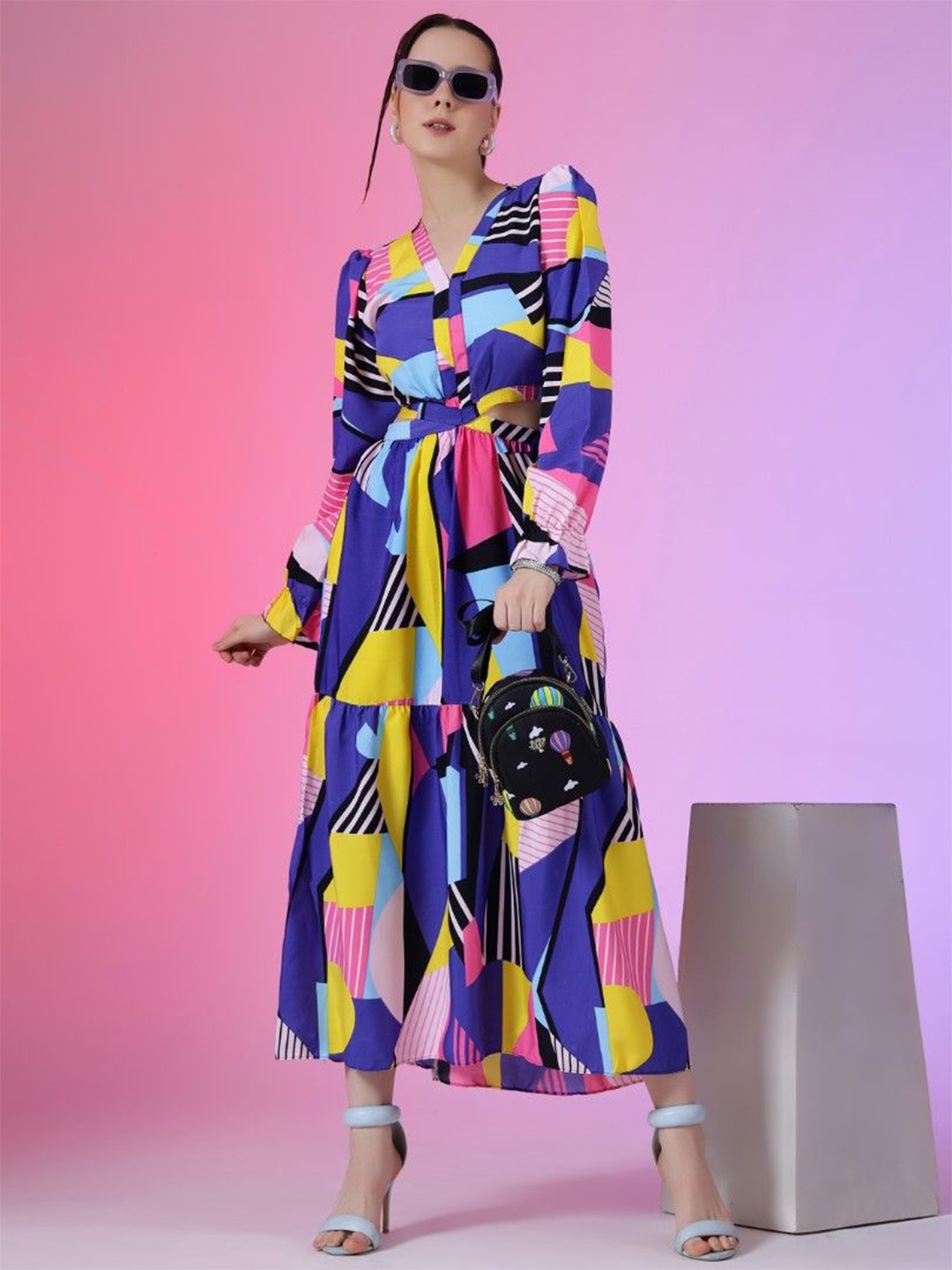 

Femvy Applique Crepe Fit & Flare Maxi Dress, Multi