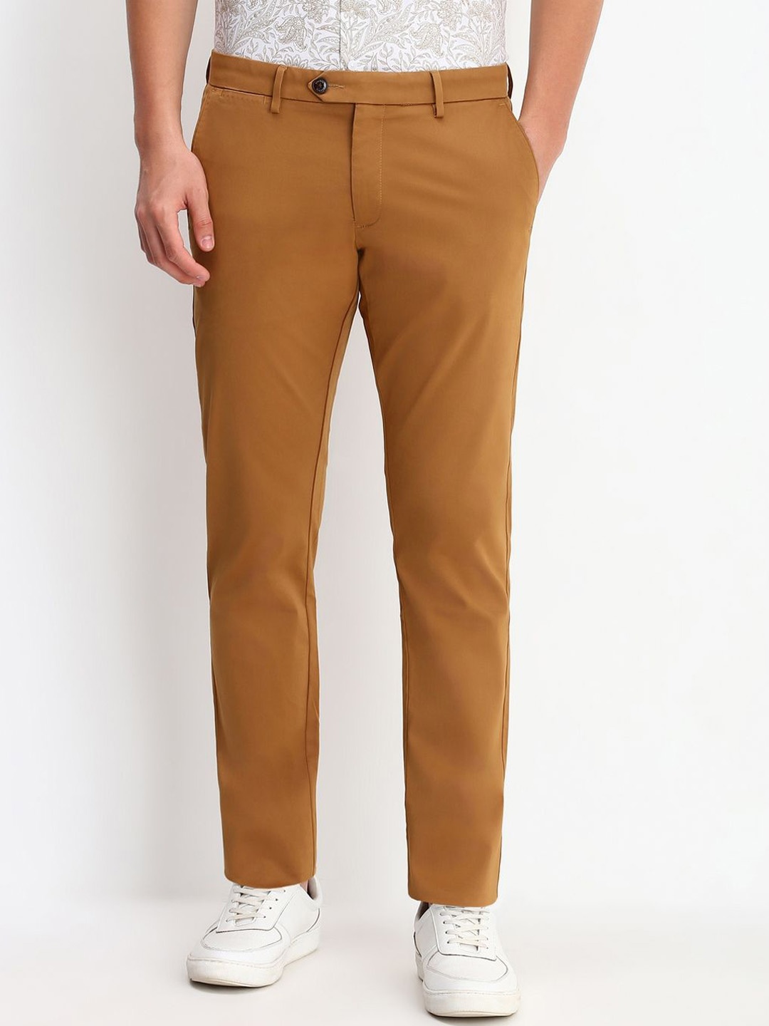 

Allen Solly Men Slim Fit Trousers, Khaki