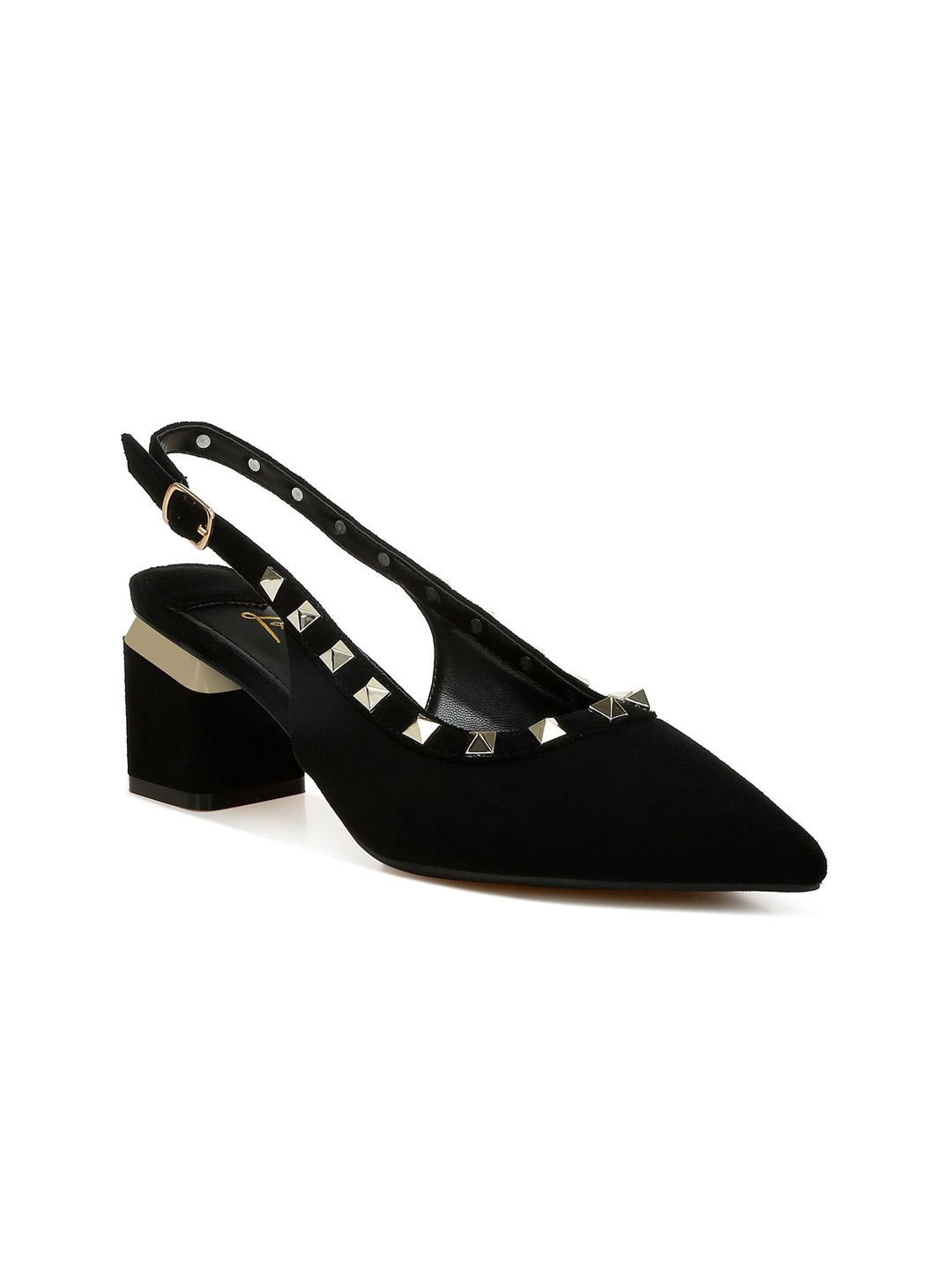 

London Rag Embellished PU Block Mules, Black