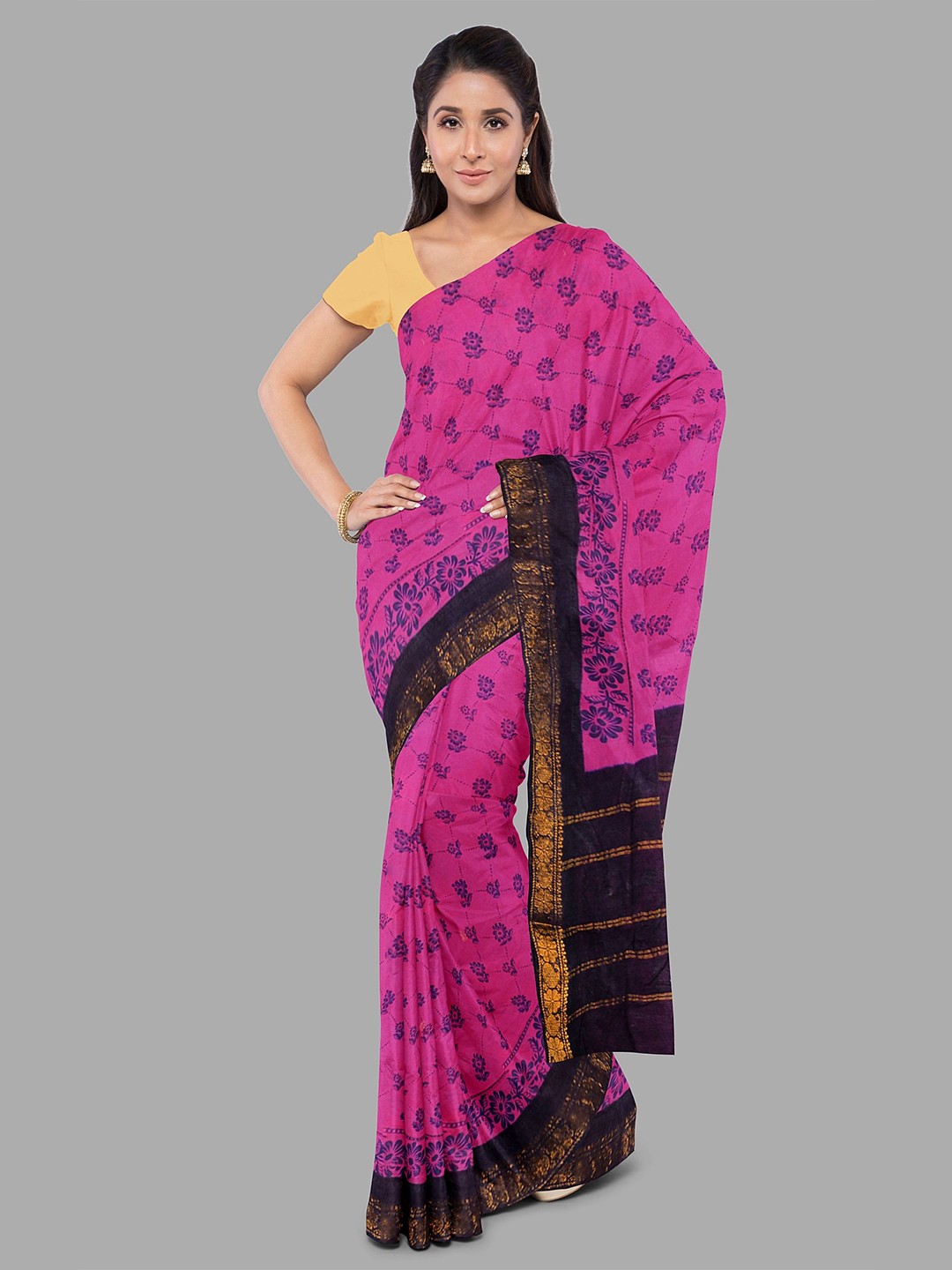 

The Chennai Silks Floral Zari Pure Cotton women Sungudi Saree, Pink