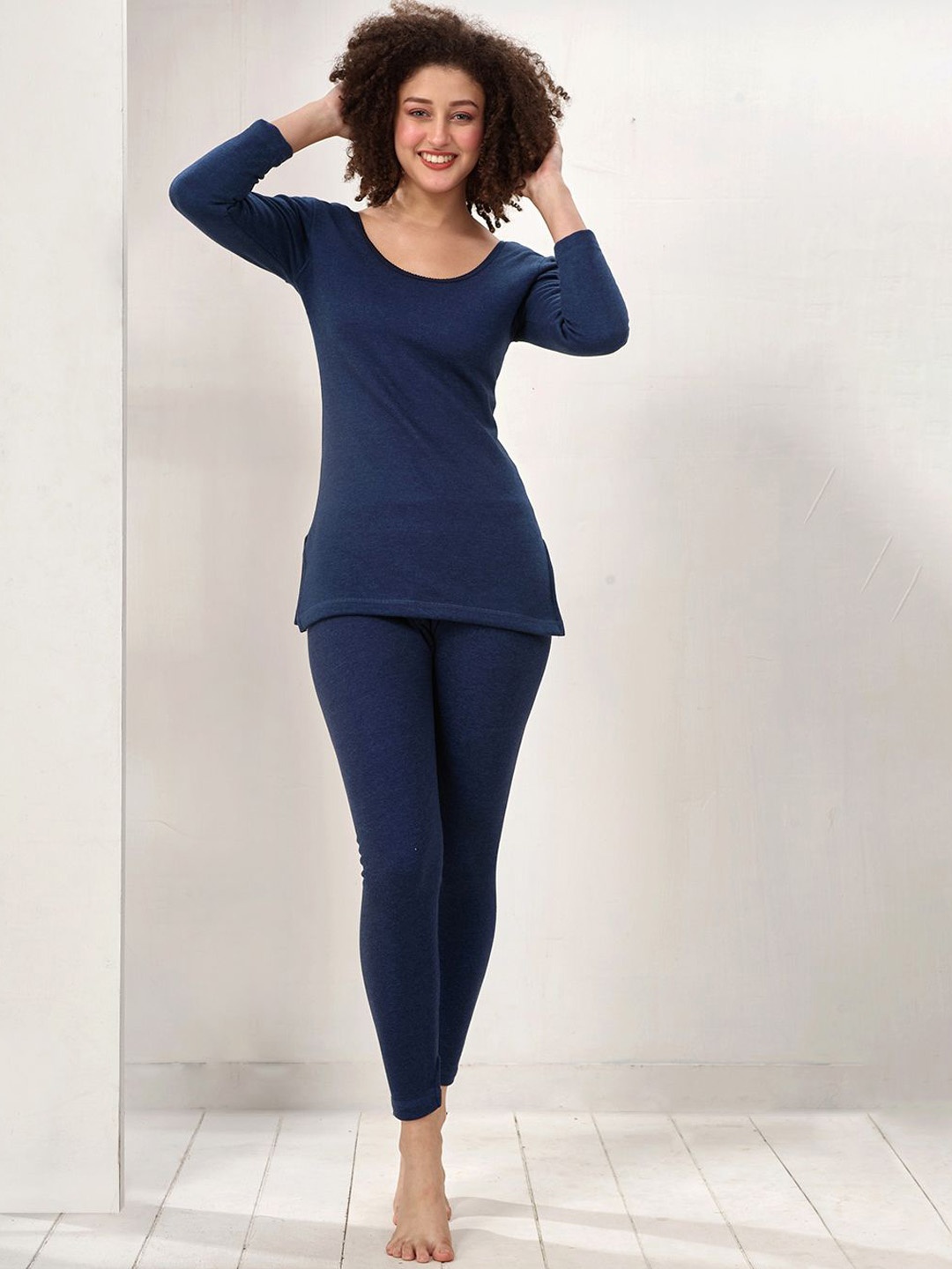 

INFERNO Women Polycotton Thermal Top and Pant Set with Fleeced linning, Blue