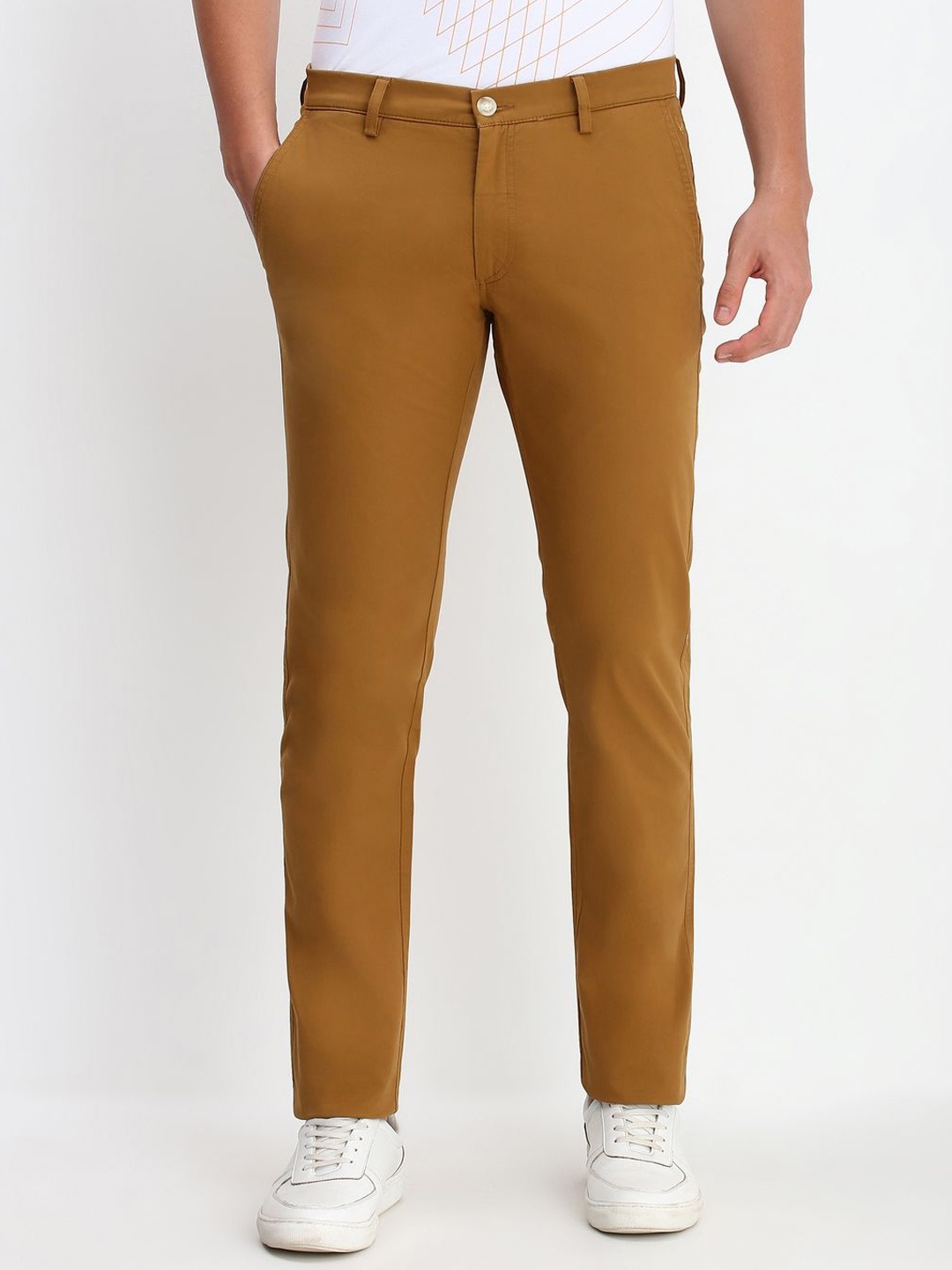 

Allen Solly Men Slim Fit Regular Trousers, Khaki