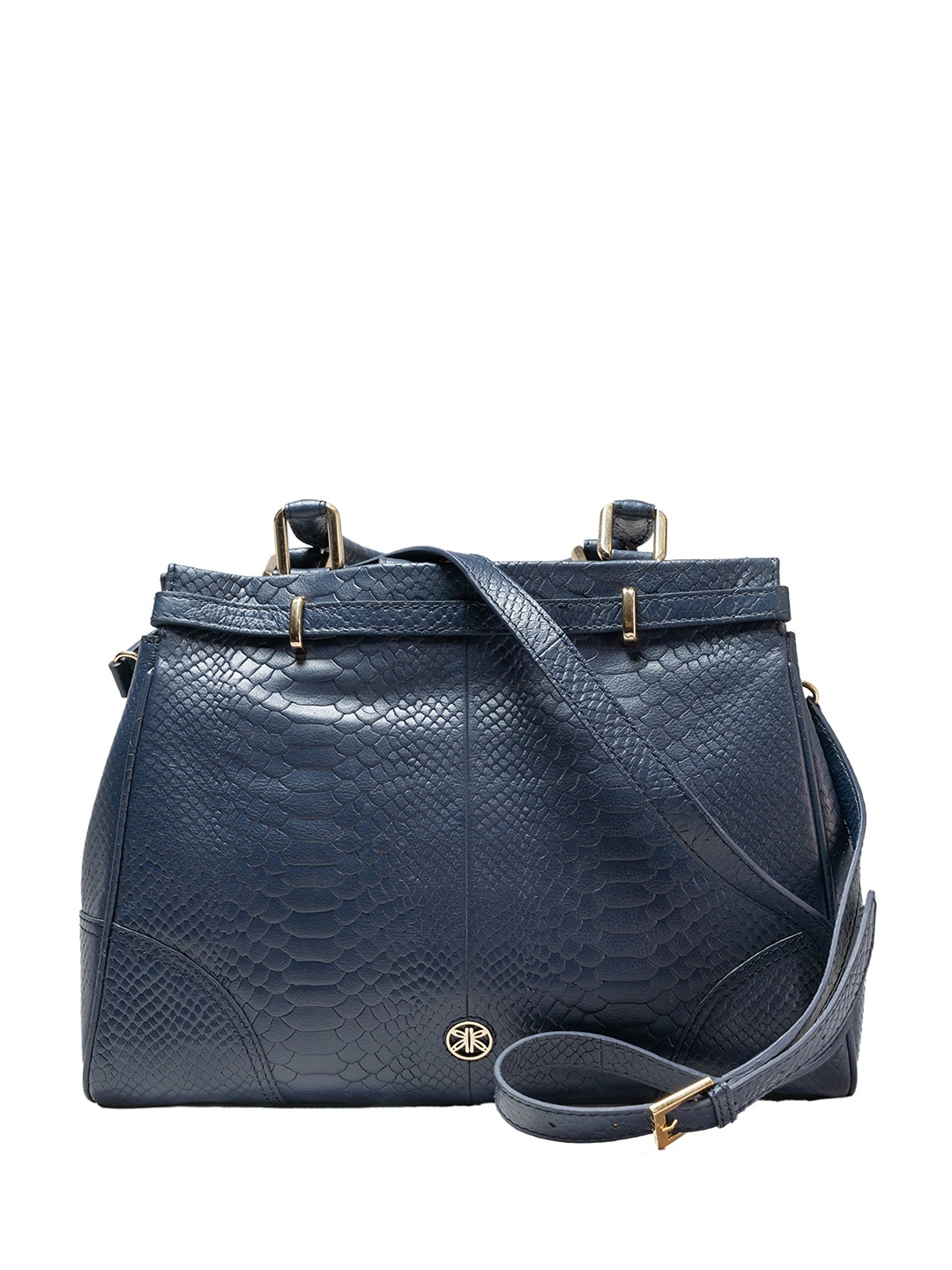 

RI2K LONDON Women Textured Leather Shoulder Bag, Navy blue