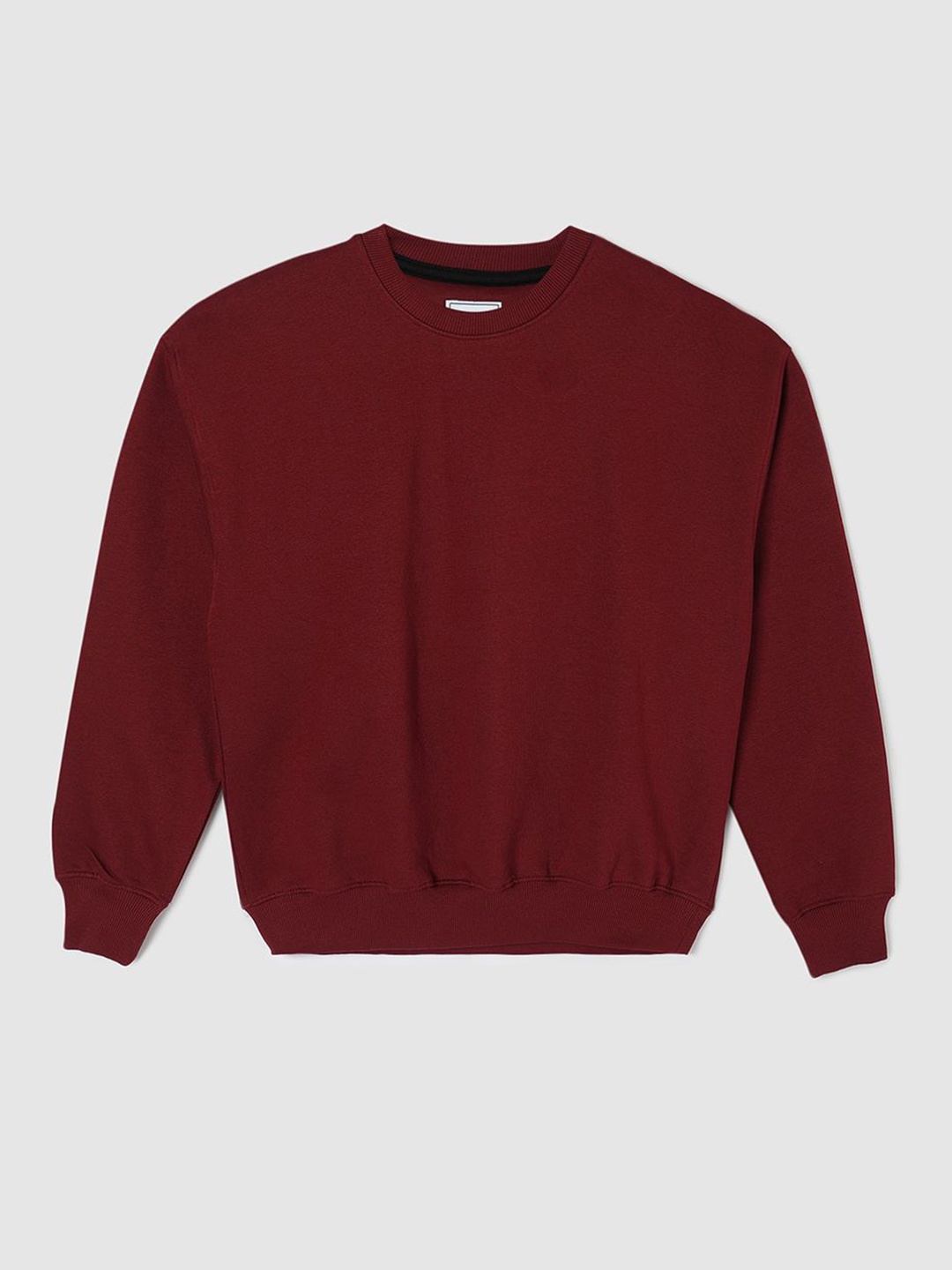 

max Boys Solid Pullover Cotton Ribbed Sweatshirt, Maroon