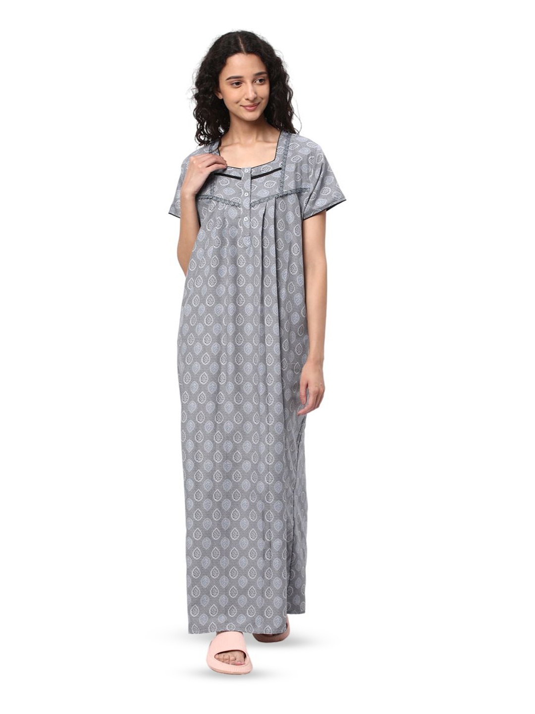 

KOVIRA Printed Maxi Nightdress, Turquoise blue