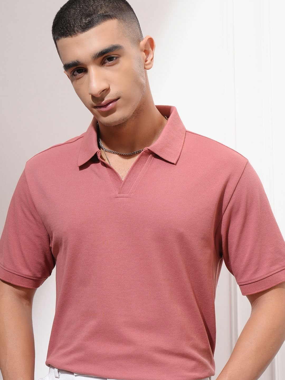 

HIGHLANDER Men Solid Polo Collar Cotton Relaxed Fit T-shirt, Rust