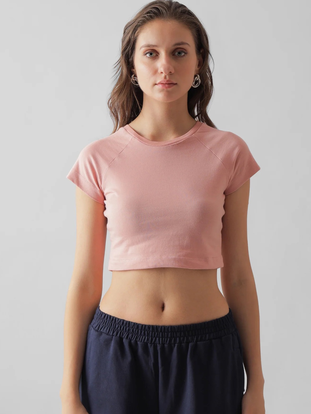 

BOTNIA Cotton Crop Top, Pink