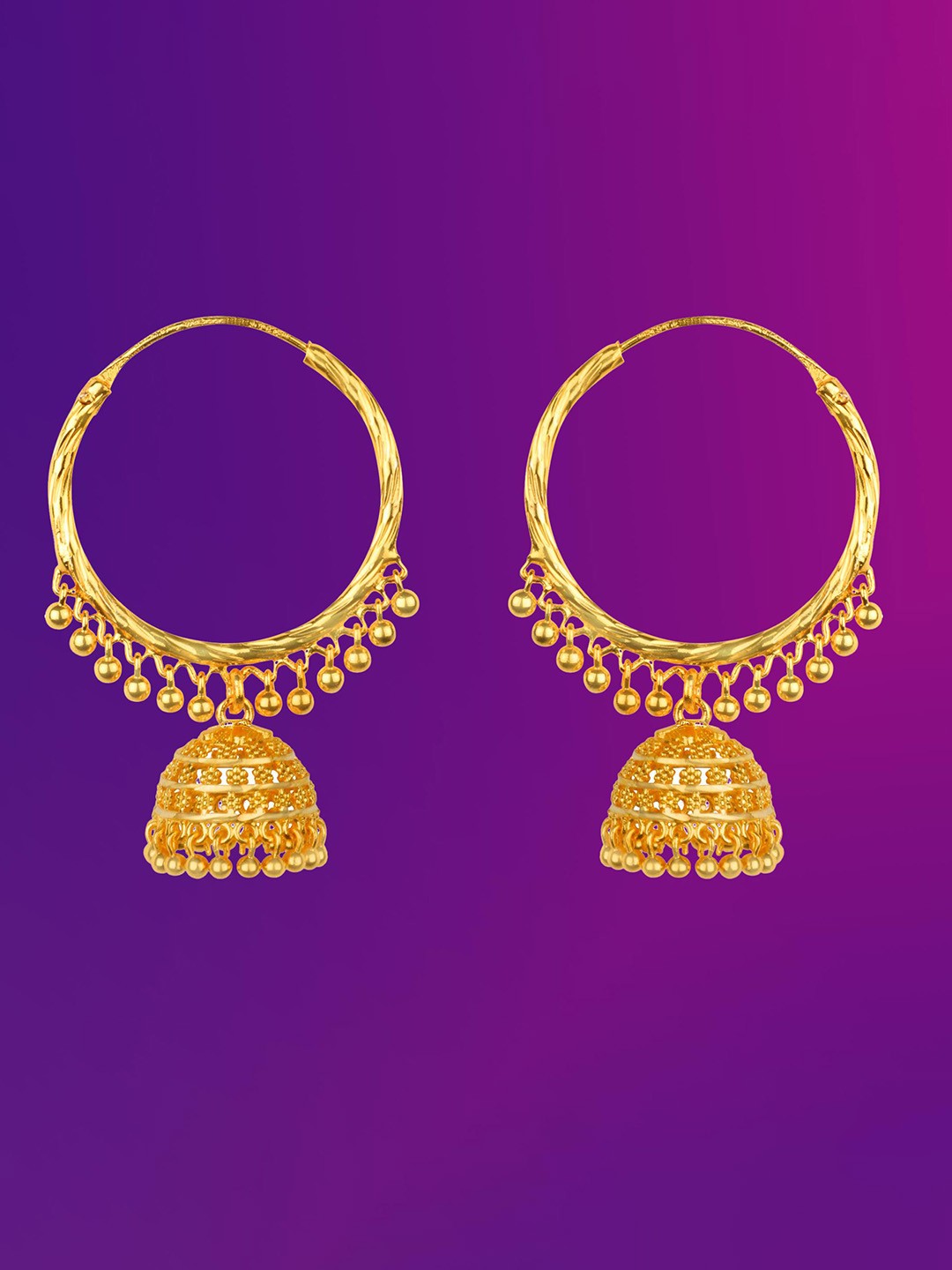 

Lila Contemporary Jhumkas Earrings, Gold