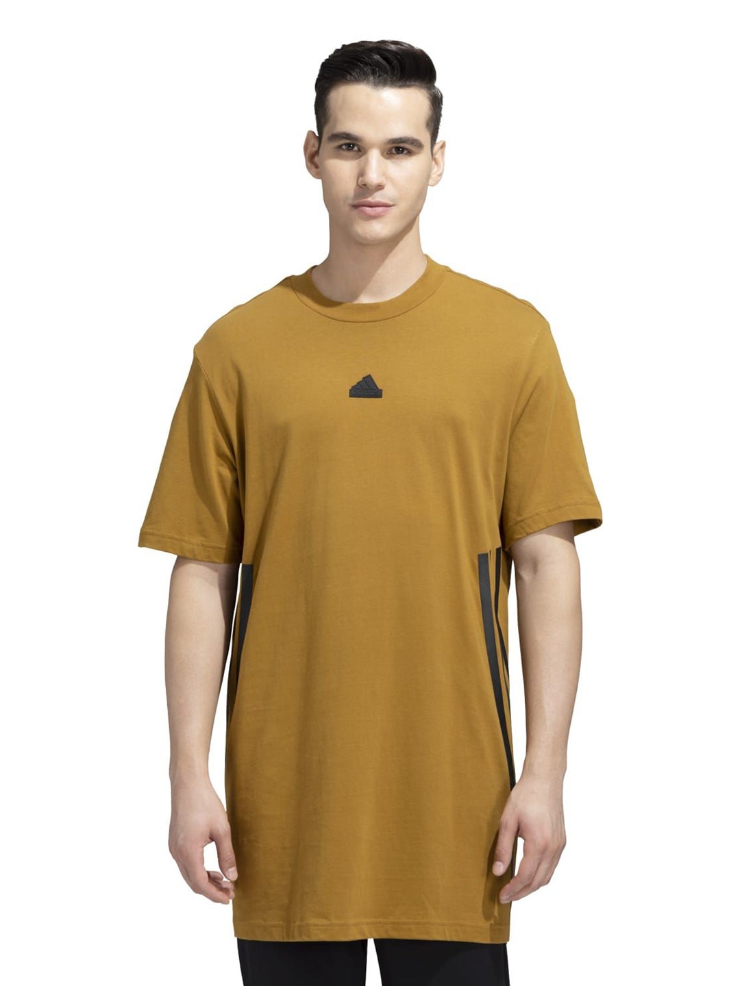 

ADIDAS Men Brand Logo Printed Round Neck Cotton Oversized T-shirt, Brown