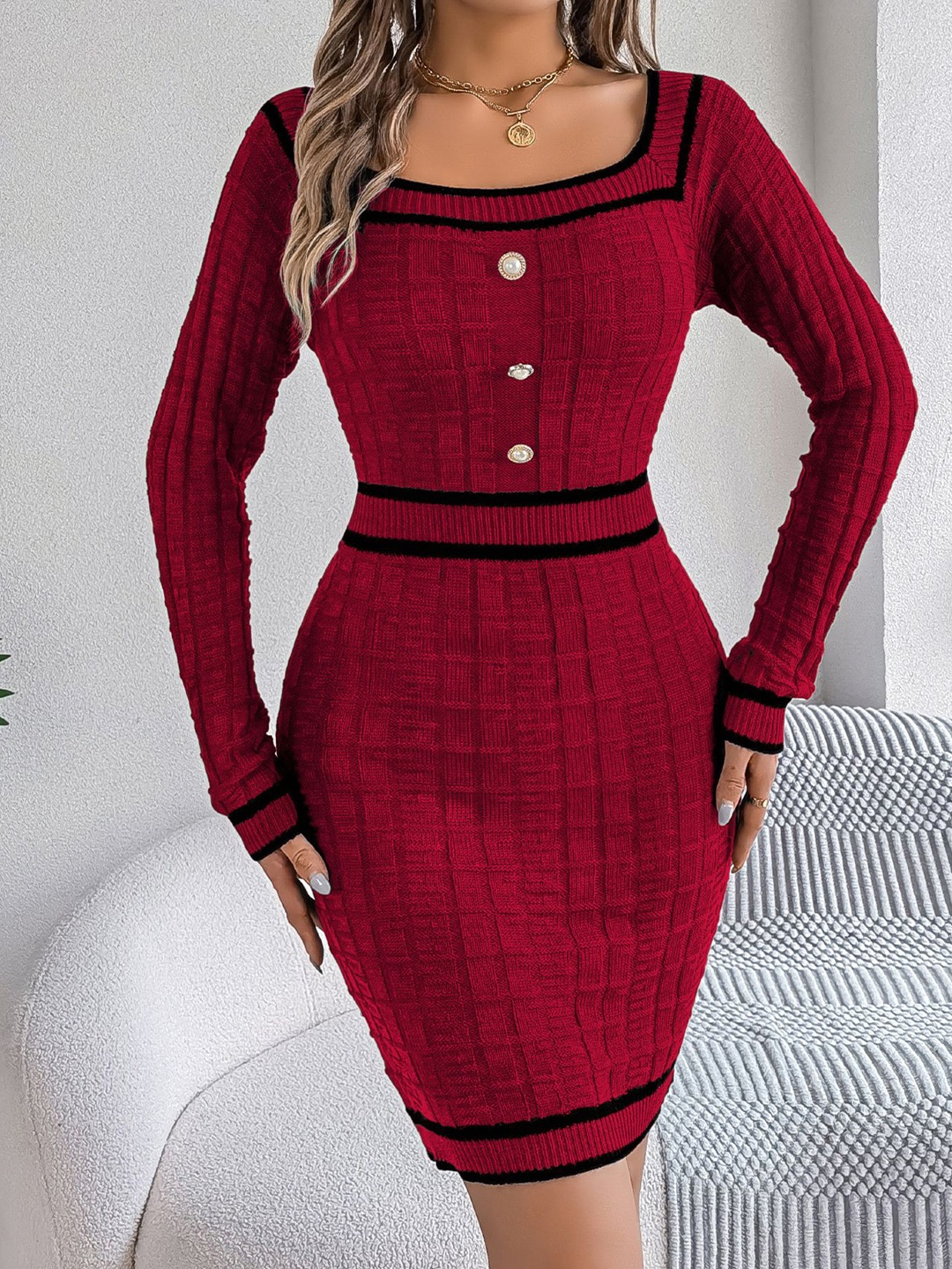 

StyleCast x Revolte casual Solid Bodycon Dress, Maroon