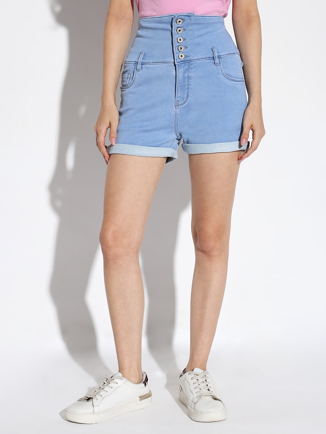 

SHOWOFF Women Mid-Rise Slim Fit Shorts, Blue