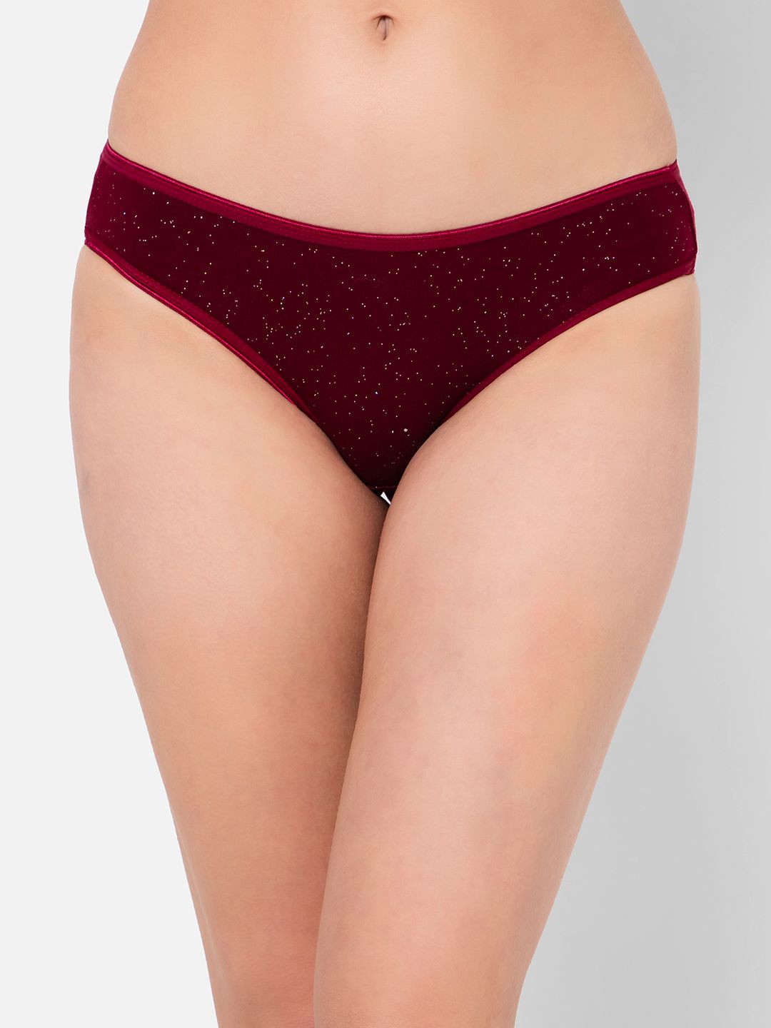 

Clovia Women Printed Low Rise Bikini Briefs, Maroon