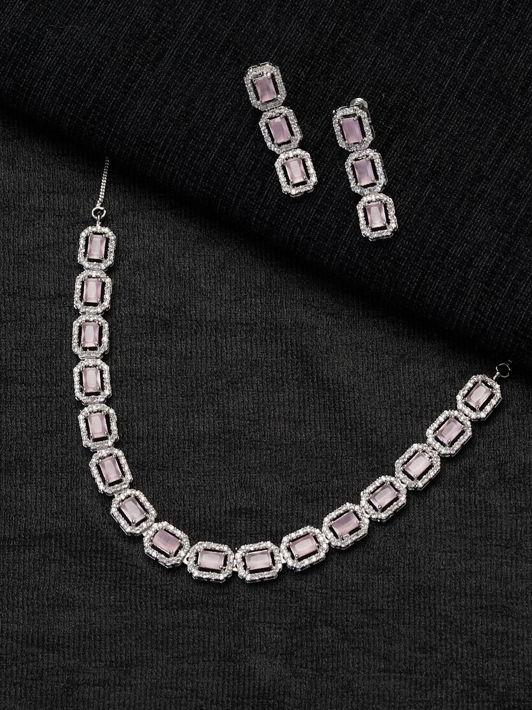 

Zoey Silver-Plated American Diamond-Studded Jewellery Set
