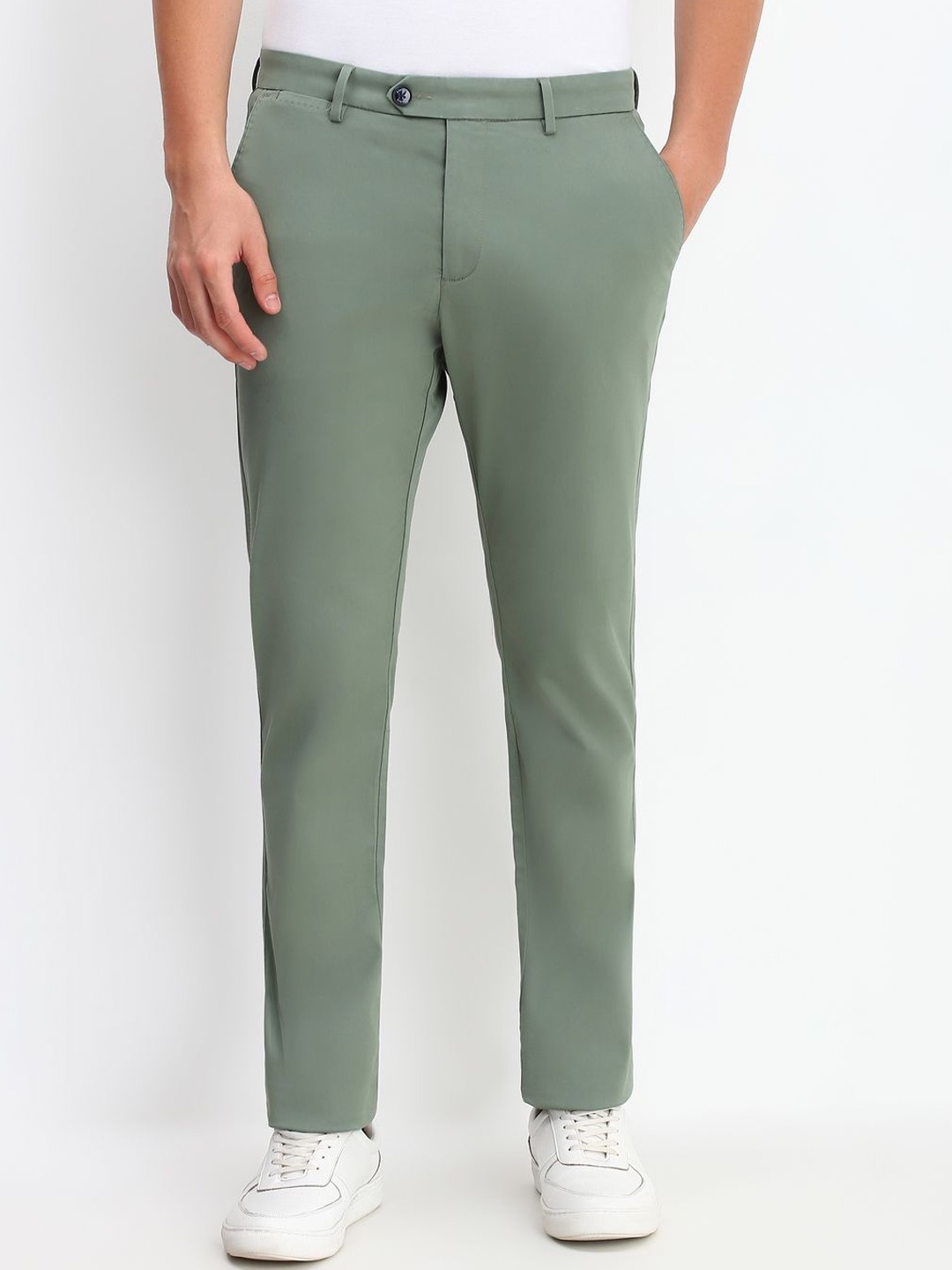 

Allen Solly Men Mid-Rise Regular Fit Chinos Trousers, Green