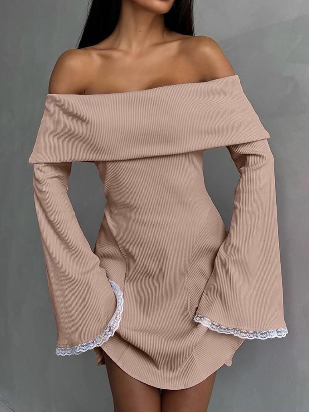 

StyleCast x Revolte Off-Shoulder Sheath Dress, Beige