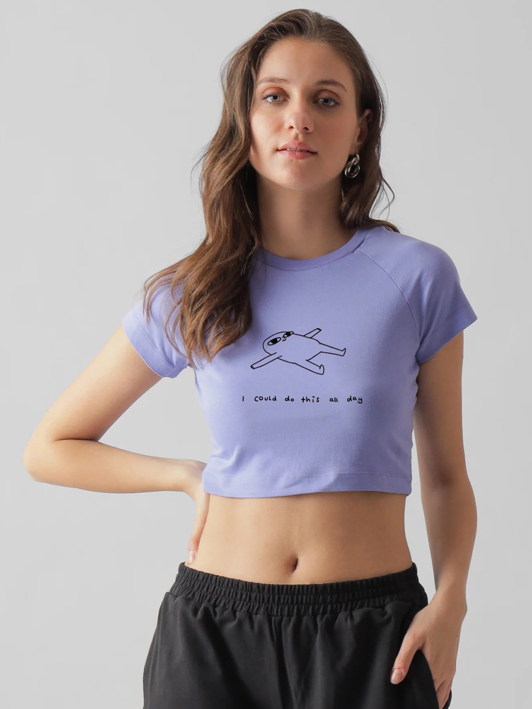 

BOTNIA Women Printed Cotton Crop Top, Blue
